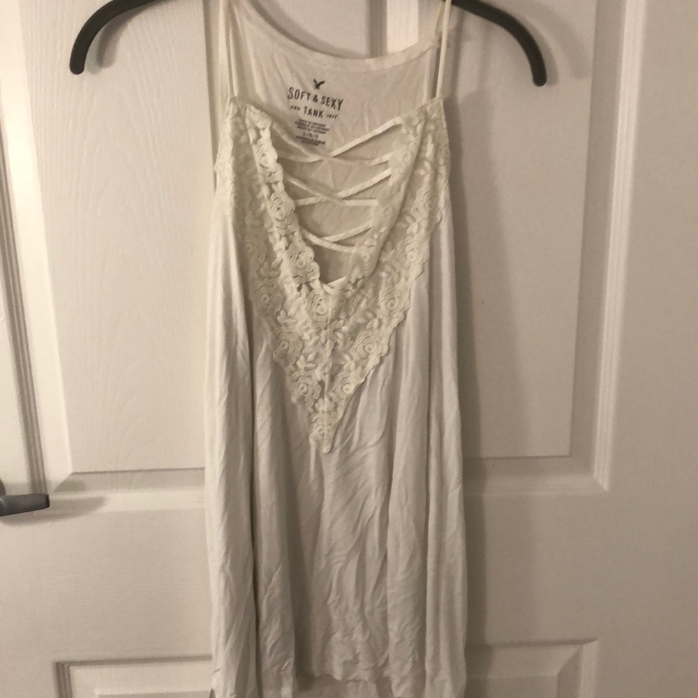 Laced white tank top